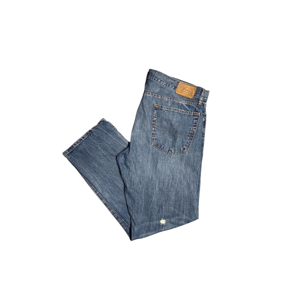 Polo Ralph Lauren Classic Fit Distressed Jeans Men 36x32 Blue Denim Authenticate